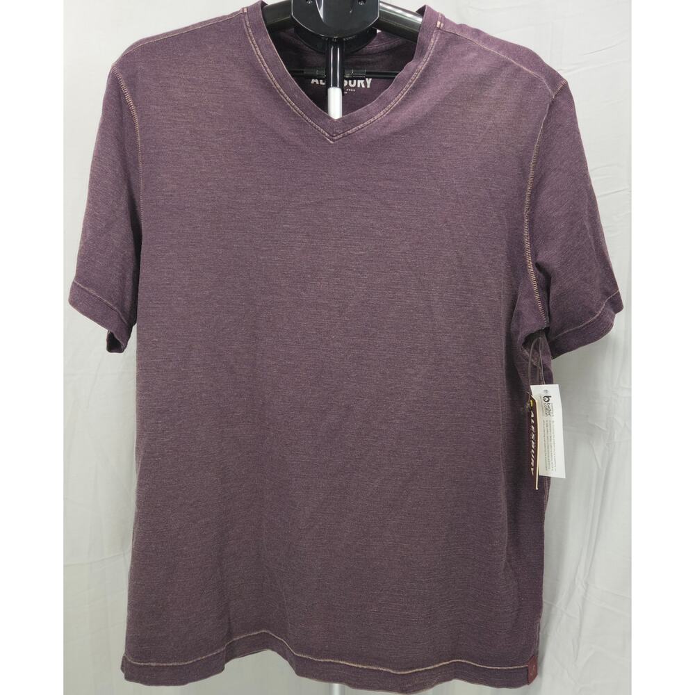 Alesbury Men’s V Neck T Shirt Large Purple Garment Dyed Soft Stretch NWT
